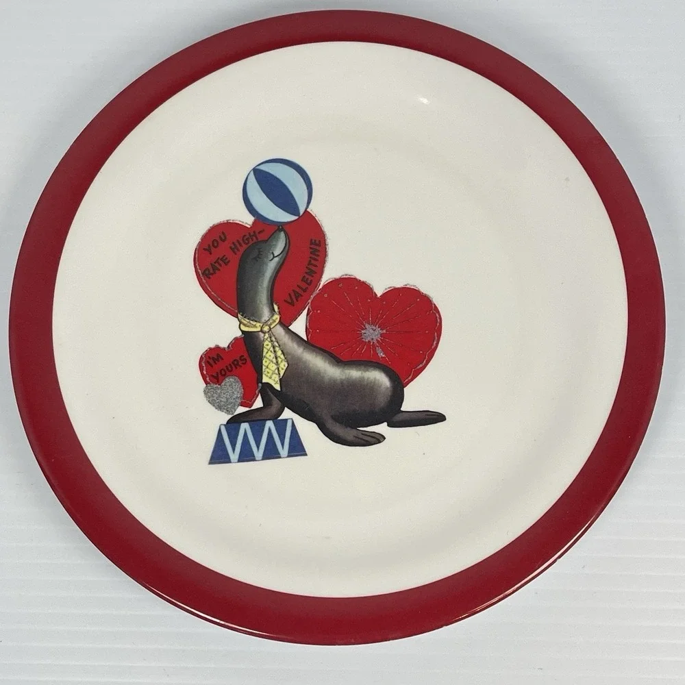 Pottery Barn Kids Valentine's Day Melamine‎ Plates Set Lot of 4 9